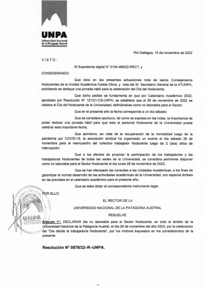 El Lunes 28 de noviembre no se trabaja