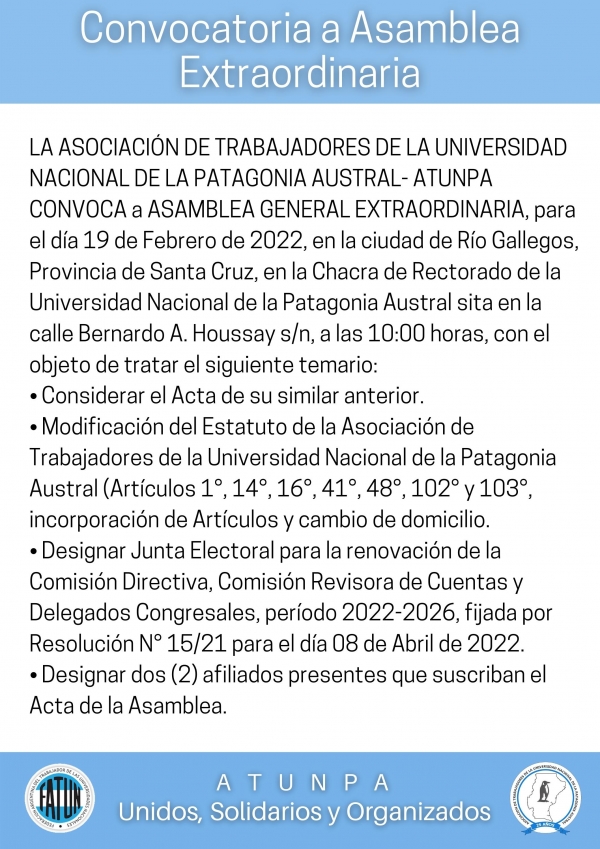 Convocatoria a Asamblea Extraordinaria
