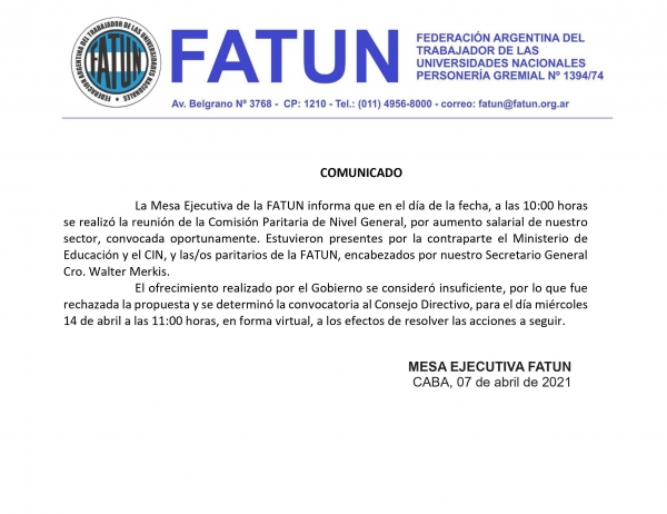 Oferta paritaria insuficiente