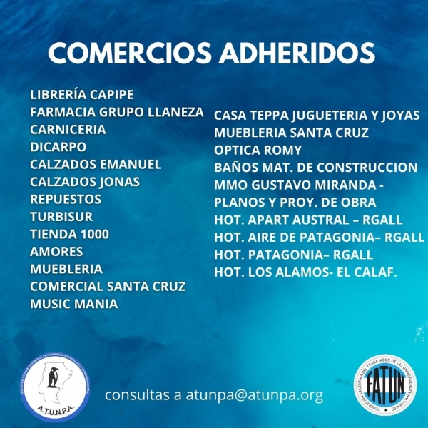 Comercios adheridos a ATUNPA