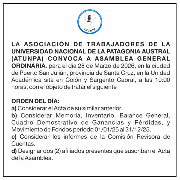 CONVOCATORIA A ASAMBLEA GENERAL ORDINARIA | ATUNPA