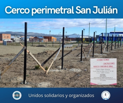 Avanza la obra del cercado perimetral del predio que la ATUNPA posee en Puerto San Julián